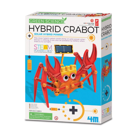 Jucarii si jocuri copii - Kit constructie Crab robot hibrid, Stiinta Verde - Green Science