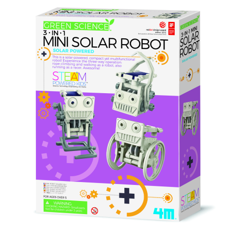 Jucarii si jocuri copii - Kit constructie Robot Solar mini 3 in 1, Stiinta Verde - Green Science