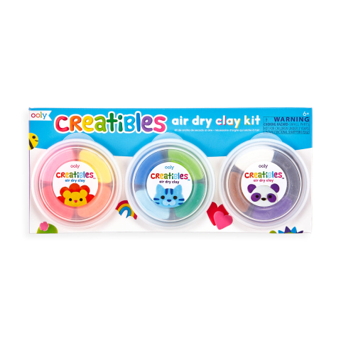 Gradinita si scoala - Kit DIY Creatibles - plastilina cu uscare la aer - set de 12 culori si 3 ustensile