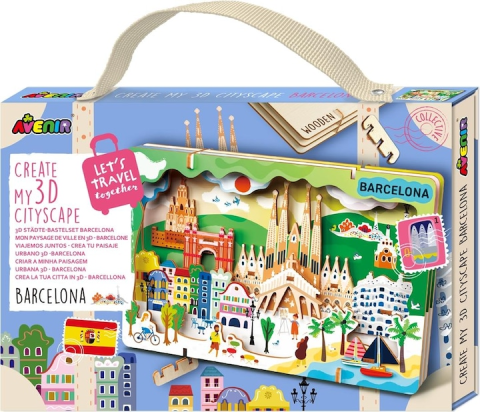 Jocuri creative - Kit DIY - Creaza Peisaj Urban 3D din lemn - Barcelona