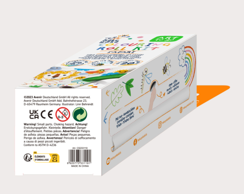 Kit rola de desenat - 2 m, include stickere si 4 creioane colorate cerate, Safari - Haku Yoka [3]