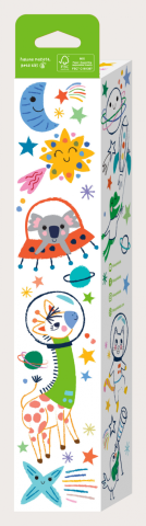 Kit rola de desenat autoadeziva - 3 m si 12 creioane colorate cerate, Spatiu - Haku Yoka [1]