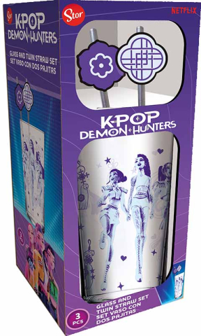 K-POP DAMON HUNTER - K-POP DEMON HUNTER - Set Pahar Sticla 485 ml si 2 paie twin