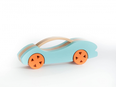 Jocuri de indemanare - Masina din lemn handmade Marc toys Lila, 2-3 ani +