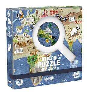 Vârsta - Micro puzzle Londji-600 piese, continente, 6-7 ani +