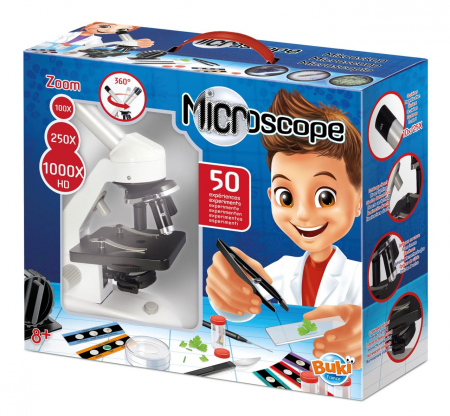 Jocuri experimente stiintifice - Microscop - 50 experimente, BUKI France, 8-9 ani +