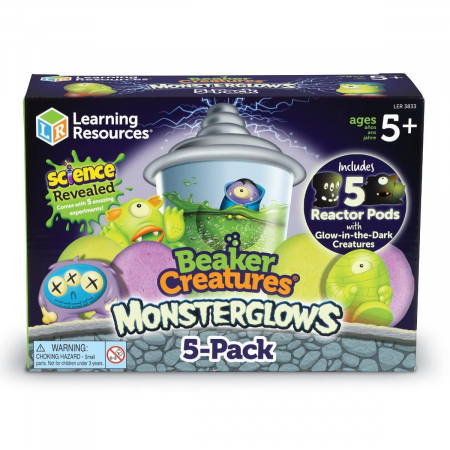Jucarii copii 4-5 ani - Monstruletii din laborator – Set reflectorizant (5 capsule), Learning Resources, 4-5 ani +