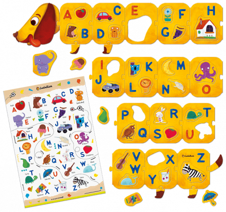 Joc Montessori - Puzzle Alfabet – Cățelul Prietenos, 3-6 ani, Ludattica [1]
