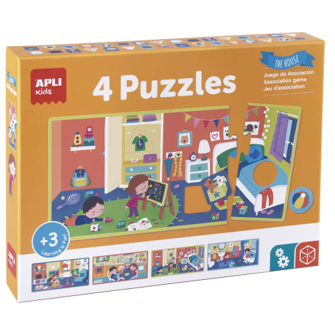 Jucarii bebelusi - Puzzle educativ - Camerele Casei 16 piese XL, + 2 ani, Apli Kids