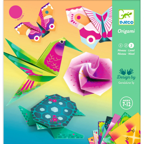 Jocuri Origami - Origami Djeco, animale si flori exotice, 2-3 ani +