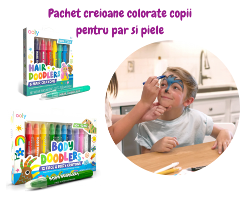 Gradinita si scoala - Pachet Creioane colorate pentru par si piele