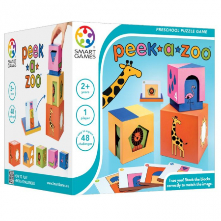 Jucarii educative 2 - 3 ani - Smart Games - Peek - a - Zoo, joc de logica cu 48 de provocari, 2+ ani
