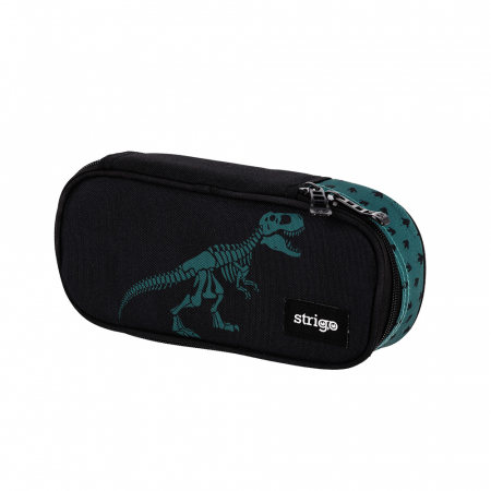 Penar un compartiment,Strigo cu separator si buzunar interior, neechipat, Dinosaur black [1]