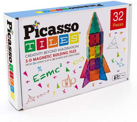 Seturi de construit - Picasso Tiles, Set magnetic de construit, Set Rocket 32 piese, +3 ani