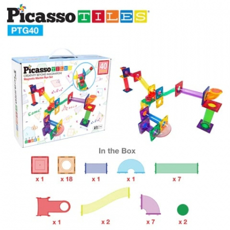 PicassoTiles Traseu magnetic cu bile (Marble Run) 40 de piese [1]