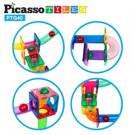 PicassoTiles Traseu magnetic cu bile (Marble Run) 40 de piese [2]
