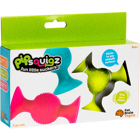 Centre de activitati - pipSquigz, Set 3 jucarii senzoriale cu ventuze pentru bebelusi