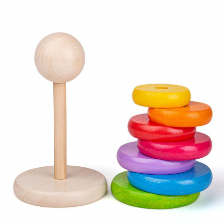 Piramida din lemn - Curcubeul, BIGJIGS Toys, 1-2 ani + [3]