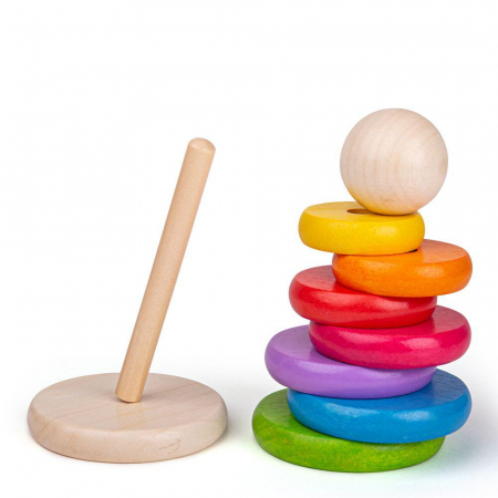 Piramida din lemn - Curcubeul, BIGJIGS Toys, 1-2 ani + [5]