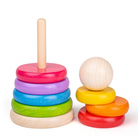 Piramida din lemn - Curcubeul, BIGJIGS Toys, 1-2 ani + [2]