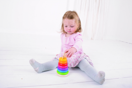 Piramida din lemn - Curcubeul, BIGJIGS Toys, 1-2 ani + [8]