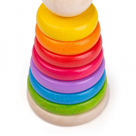Piramida din lemn - Curcubeul, BIGJIGS Toys, 1-2 ani + [1]