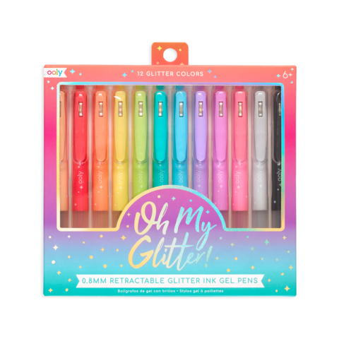 Gradinita si scoala - Pixuri retractabile cu gel si sclipici, Oh My Glitter!, set 12 culori