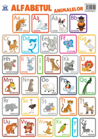 Carti educative - Plansa - Alfabetul animalelor in limba romana, DPH, 4-5 ani +