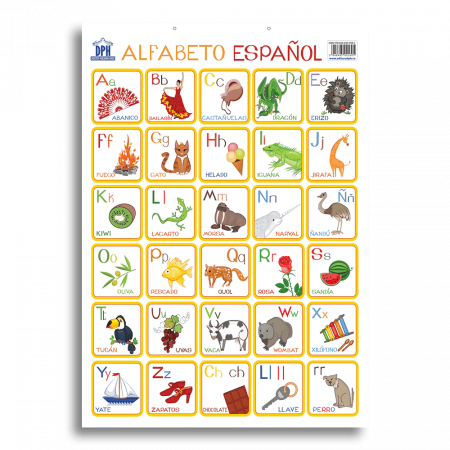 Carti invatare limbi straine - Plansa - Alfabetul ilustrat al limbii spaniole, DPH, 4-5 ani +