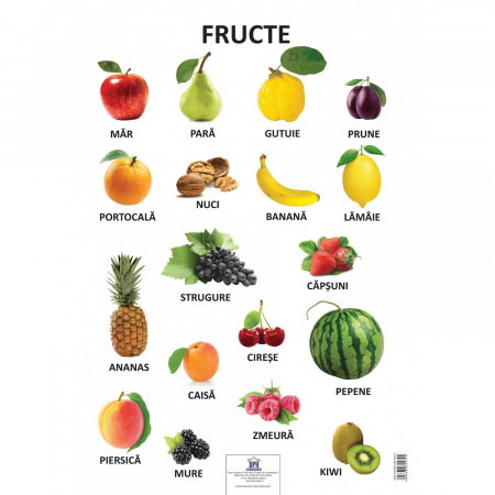 Carti educative - Plansa - Fructe, DPH, 2-3 ani +