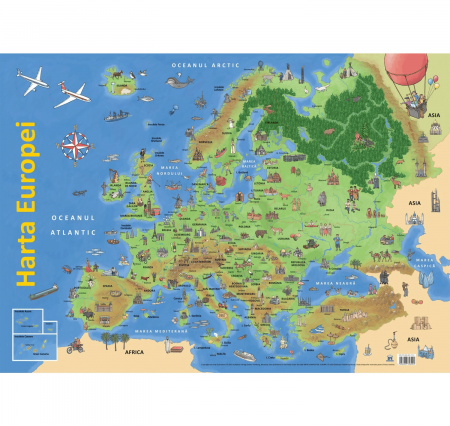Carti pentru copii - Plansa - Harta Europei, DPH, 6-7 ani +