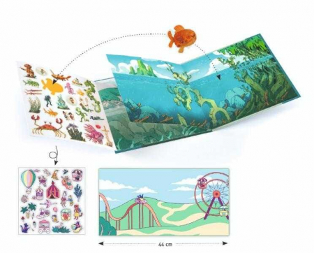 Planse cu abtibilduri repozitionabile Djeco, Aventuri pe mare, 2-3 ani + [1]