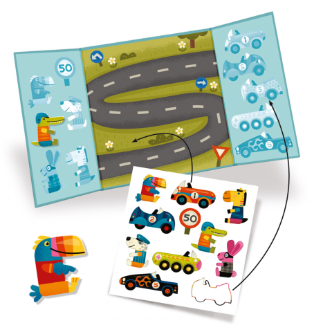 Planse cu abtibilduri repozitionabile Djeco, Vehicule, + 18 luni [1]