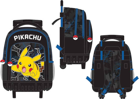 Ghiozdane si accesorii - POKEMON Ghiozdan scolar tip troller, 3 compartimente plus buzunar lateral 43x33x20.5 cm, 27l