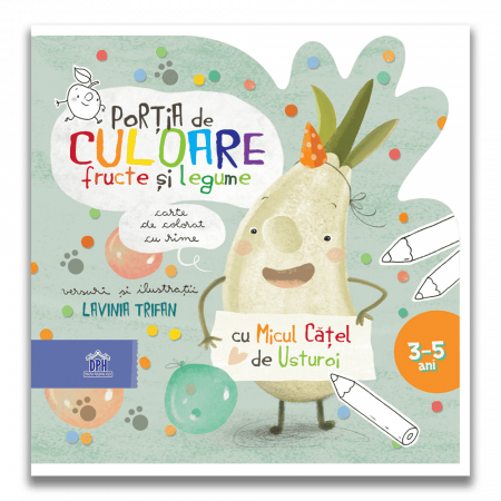 Carti pentru copii - PORȚIA DE CULOARE - FRUCTE ȘI LEGUME - CARTE DE COLORAT CU RIME, DPH, 2-3 ani +