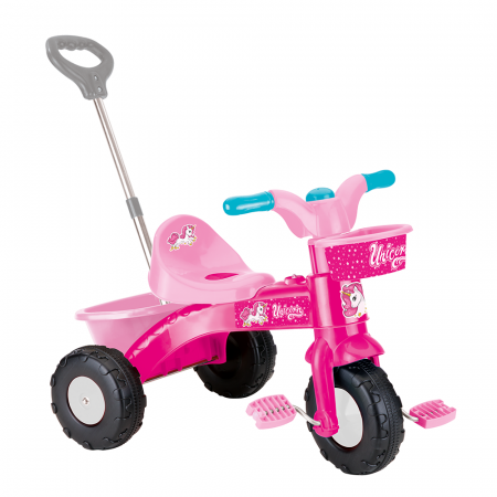 Vehicule - Prima mea tricicleta roz cu maner - Unicorn, DOLU, 2-3 ani +