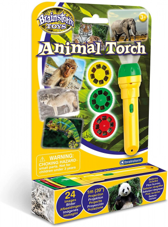 Jucarii educative 2 - 3 ani - Proiector tip lanterna - Animale salbatice, Brainstorm, 2-3 ani +
