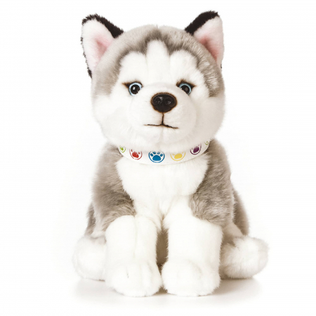 Jucarii bebelusi - Pui de catelus Husky Gigant, Jucarie de plus 24 cm, Living Nature