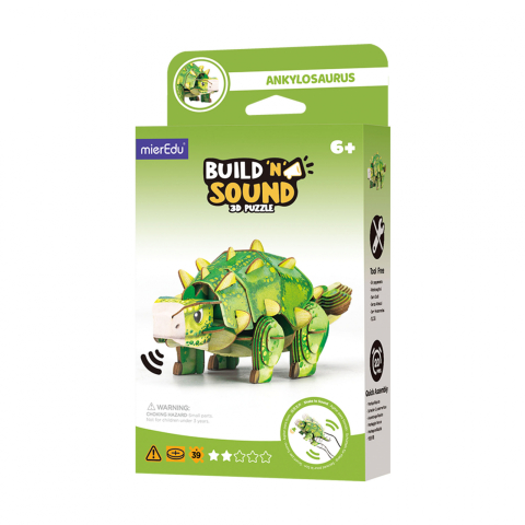 Jucarii si jocuri copii - Puzzle 3D cu sunete - Ankylosaurus, Build  n  Sound