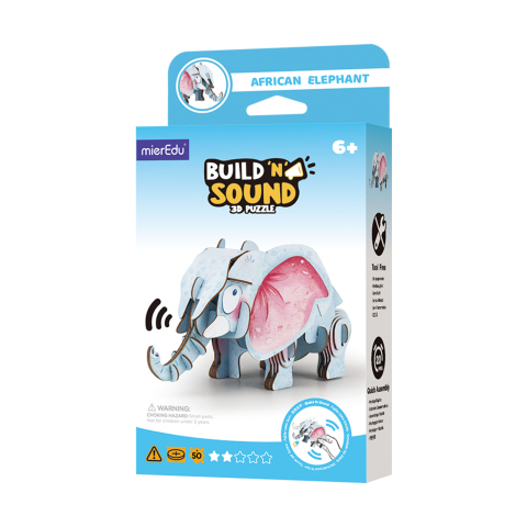 Jucarii si jocuri copii - Puzzle 3D cu sunete - Elefant african, Build  n  Sound