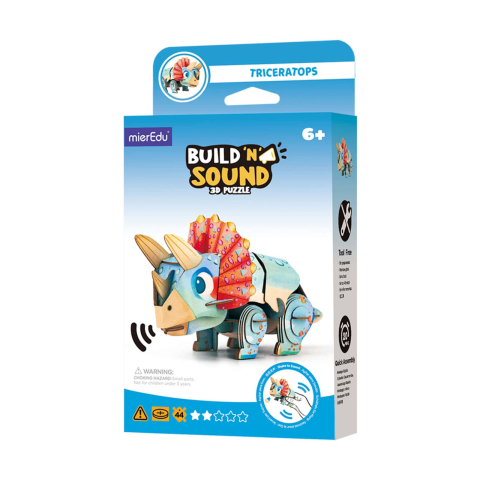 Jucarii si jocuri copii - Puzzle 3D cu sunete - Triceratops, Build  n  Sound