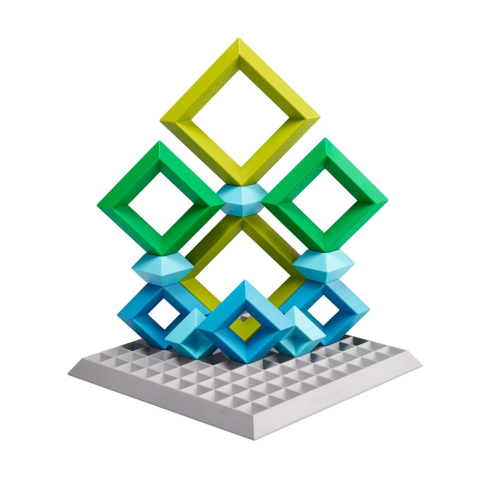 Jucarii si jocuri copii - Puzzle 3D Geometric de Stivuire si Constructie - 23 Piese, Joc Educativ STEM, 3-99 Ani