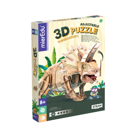 Jucarii si jocuri copii - Puzzle 3D reglabil - TRICERATOPS (deluxe)