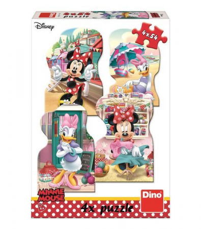 Jucarii copii 4-5 ani - Puzzle 4 in 1 - Minnie si Daisy in vacanta (54 piese), Dino, 4-5 ani +