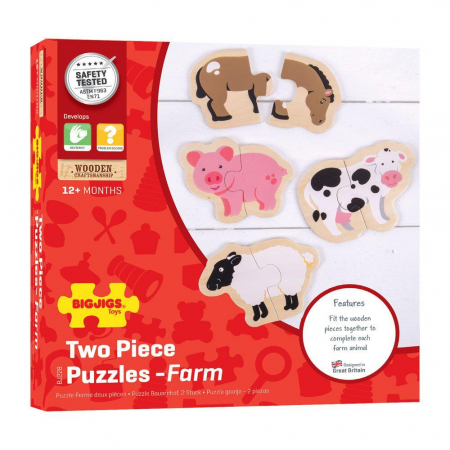 Puzzle - animale de la ferma, BIGJIGS Toys, 1-2 ani + [2]