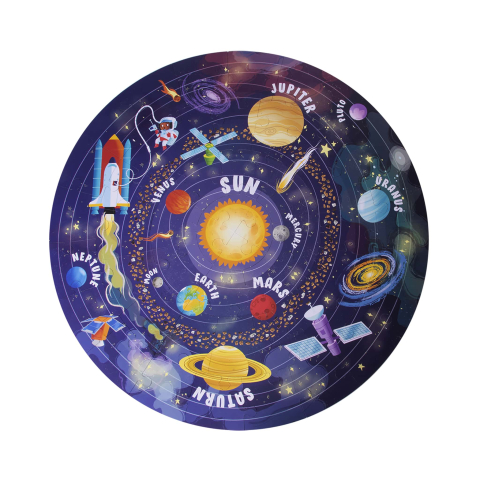 Puzzle Circular Sistemul Solar, 48 piese, Ø50 cm, 5 ani  + [1]