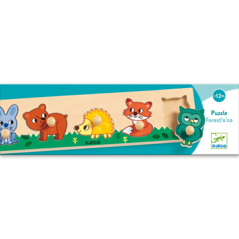 Puzzle cu buton Padure, Djeco, 1-2 ani + [2]