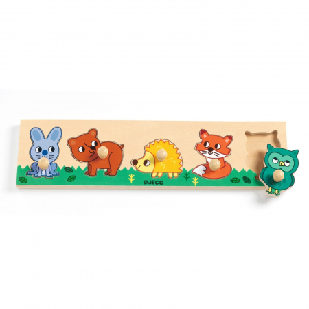 Puzzle cu buton Padure, Djeco, 1-2 ani + [0]