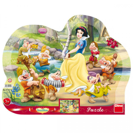Cadouri copii - Puzzle cu rama - Alba ca Zapada (25 piese), Dino, 2-3 ani +