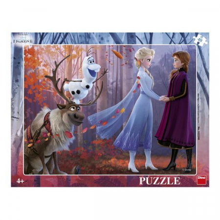 Jucarii copii 4-5 ani - Puzzle cu rama - Frozen II (40 piese), Dino, 4-5 ani +